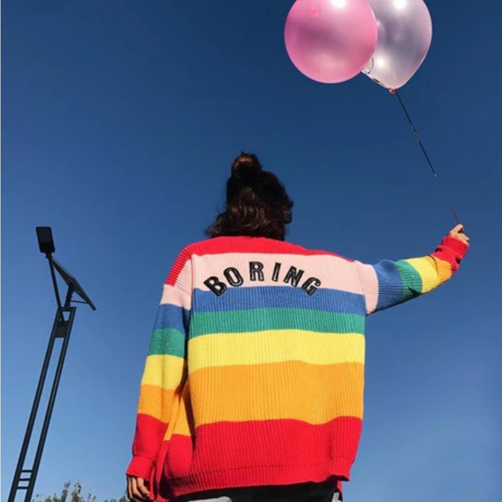 Lazy Oaf Colorful Striped Cardigan Sweater
